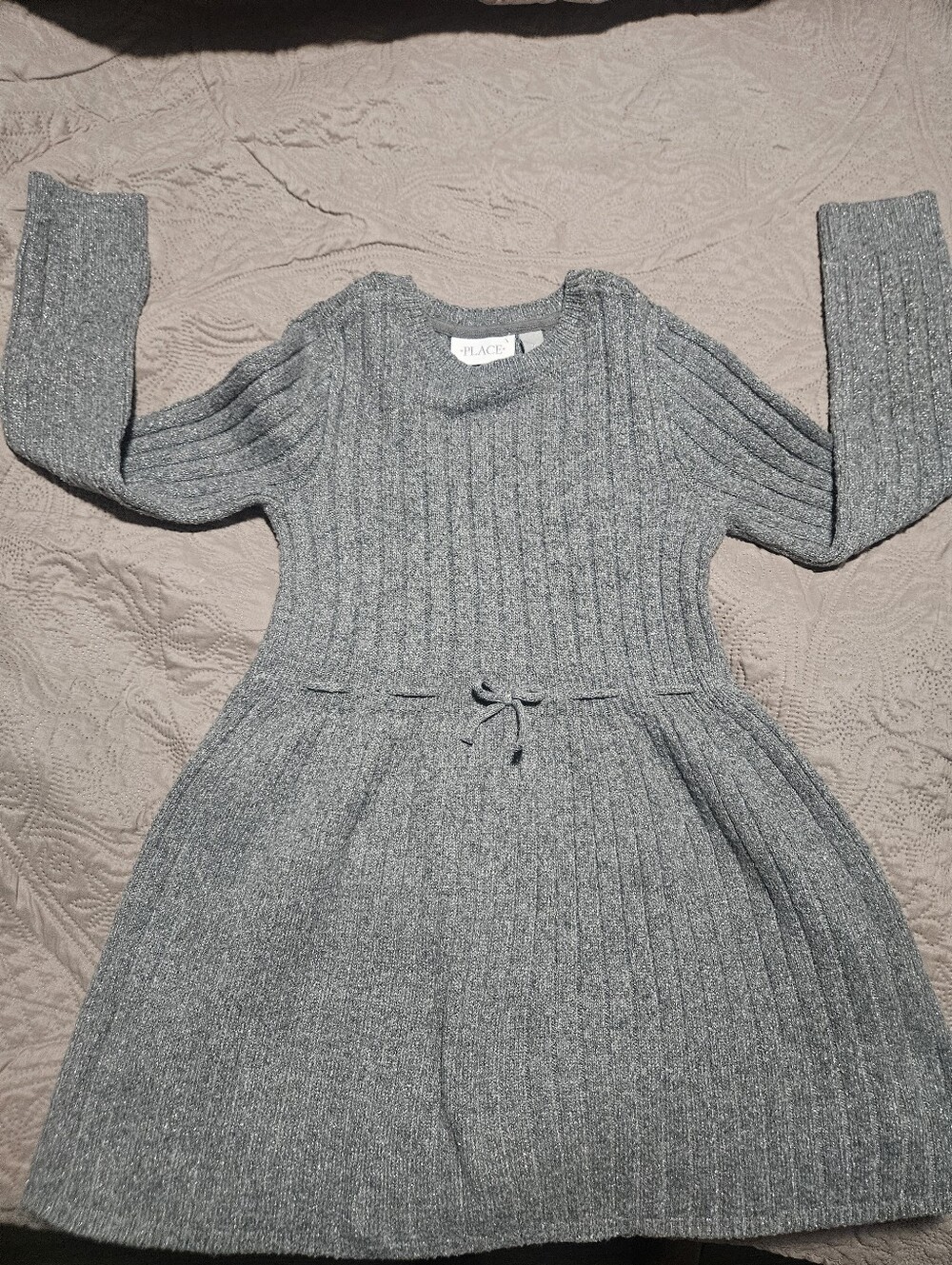The Children's Place Silver Gray Ribbed Knit Dress